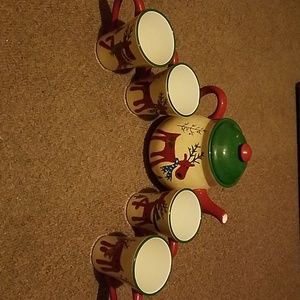 Reindeer Christmas teapot set